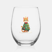 Ginger Cat Christmas Tree Cute Xmas Girls Kids Tod Wijnglas Zonder Voet (Voorkant)