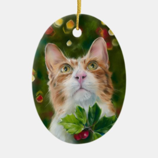 Ginger Cat Christmas Wonder Keramisch Ornament (Voorkant)