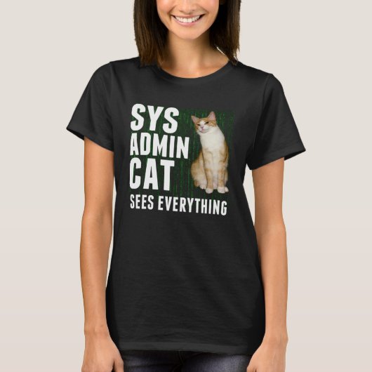 Ginger Cat Computer Laptop Sysadmin Kitty T-shirt (Voorkant)