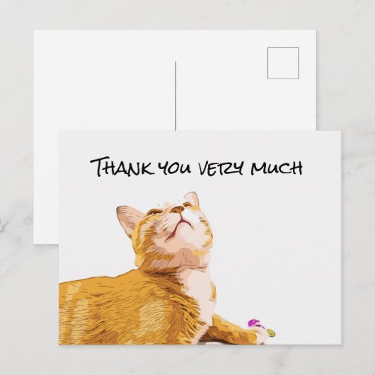 Ginger Cat Dank je kat die op kijkt Briefkaart (Voorkant / Achterkant)