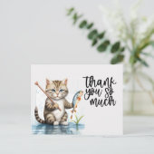 Ginger Cat Dank u kaart kat is vissen (Staand voorkant)