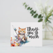 Ginger Cat Dank u kaart kat is vissen (Staand voorkant)
