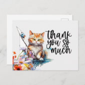 Ginger Cat Dank u kaart kat is vissen (Voorkant / Achterkant)