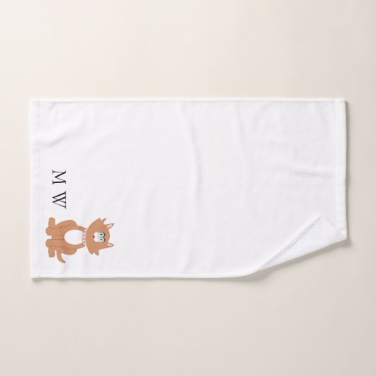 Ginger Cat Design Monogrammed Bad Handdoek (Handdoek)