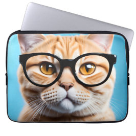 Ginger Cat Dragen Bril Laptop Sleeve