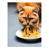 Ginger Cat Eating Spaghetti Foto Afdruk (Voorkant)