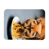 Ginger Cat Eating Spaghetti Magneet (Horizontaal)