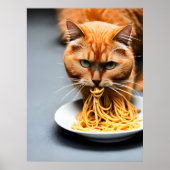 Ginger Cat Eating Spaghetti Poster (Voorkant)