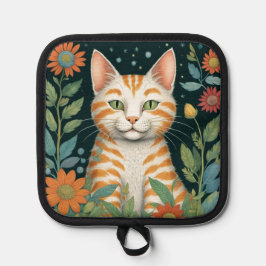 Ginger Cat en bloemen Pannenlap