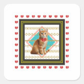 Ginger cat en Golden chain Hard plastic onderzette Vierkante Sticker (Voorkant)