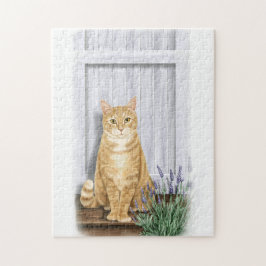Ginger Cat en Lavender door Art Legpuzzel