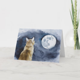 Ginger Cat en Volle Maan Wenskaart Kaart