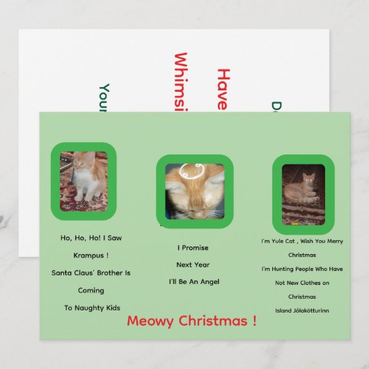 Ginger Cat Fototekst Whimsical Christmas Kaart (Voorkant / Achterkant)