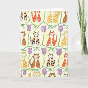 Ginger Cat & Fritillaries na William Morris Kaart