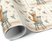 Ginger Cat Het vangen van een vogel op behang Cadeaupapier (Rol Hoek)