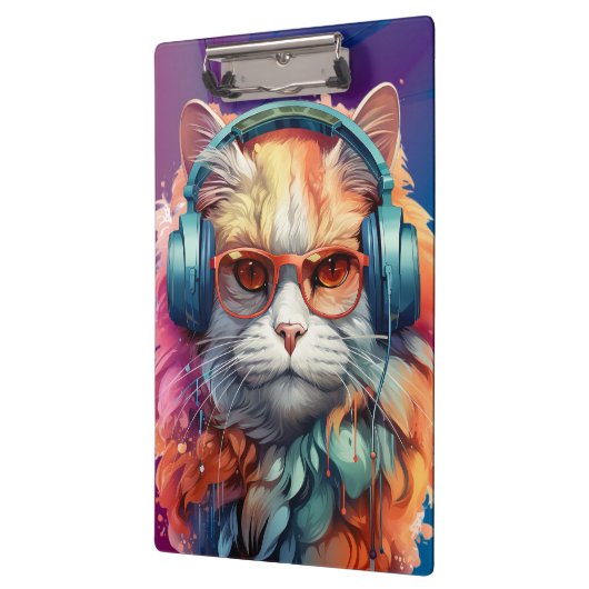 Ginger cat hoofdtelefoon klembord (Links)