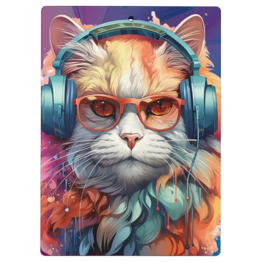 Ginger cat hoofdtelefoon klembord (Achterkant)