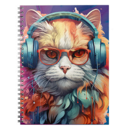 Ginger cat hoofdtelefoon notitieboek