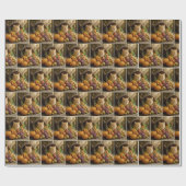 Ginger Cat In a Thanksgiving Cornucopia Cadeaupapier (Vlak)