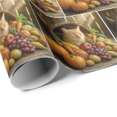 Ginger Cat In a Thanksgiving Cornucopia Cadeaupapier (Rol Hoek)