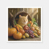 Ginger Cat In a Thanksgiving Cornucopia Servet (Voorkant)