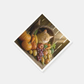 Ginger Cat In a Thanksgiving Cornucopia Servet (Hoek)