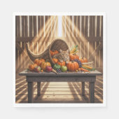 Ginger Cat In a Thanksgiving Cornucopia Servet (Voorkant)