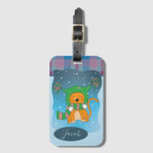 Ginger Cat in de sneeuw | WinterBagagelabel Bagagelabel (Voorkant (verticaal))