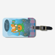 Ginger Cat in de sneeuw | WinterBagagelabel