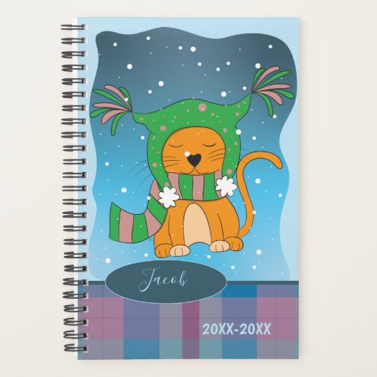 Ginger Cat in de sneeuwplank Planner (Voorkant)