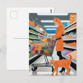 Ginger Cat in de supermarkt Briefkaart (Voorkant / Achterkant)