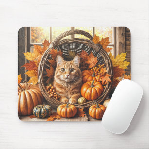 Ginger Cat in de Thanksgiving Cornucopia Muismat