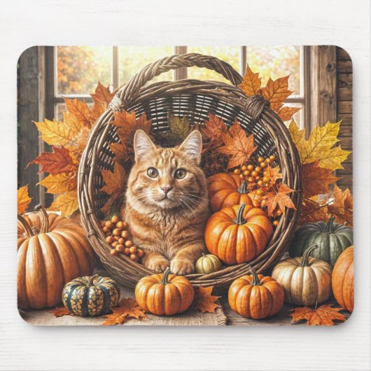 Ginger Cat in de Thanksgiving Cornucopia Muismat (Voorkant)