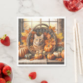 Ginger Cat in de Thanksgiving Cornucopia Servet (Insitu)
