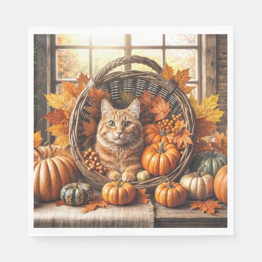 Ginger Cat in de Thanksgiving Cornucopia Servet (Voorkant)