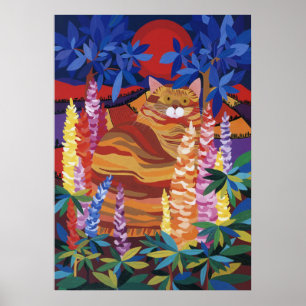 Ginger Cat in de tuin Poster