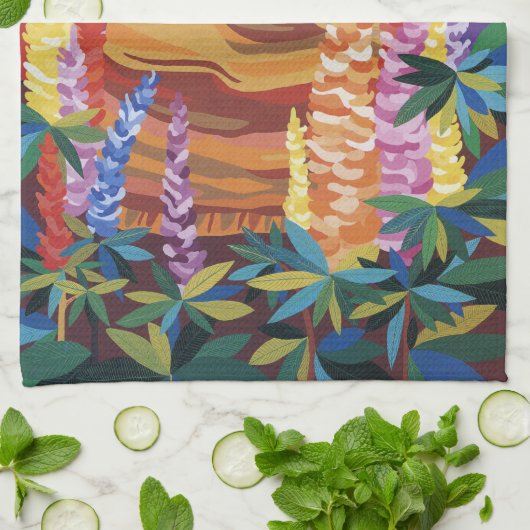 Ginger Cat in de tuin Theedoek (Gevouwen)