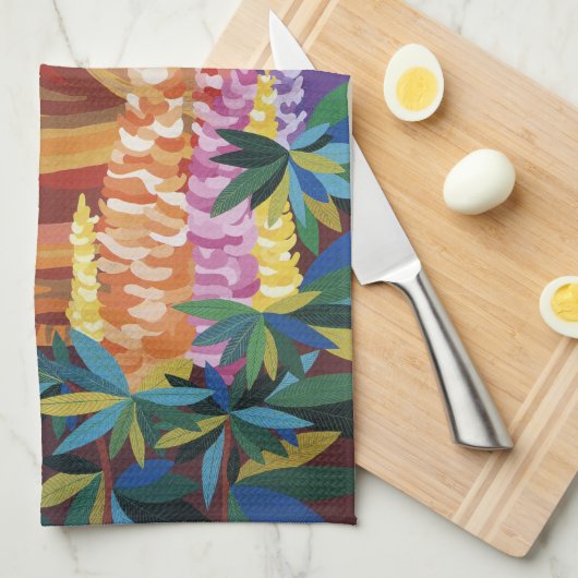 Ginger Cat in de tuin Theedoek (Quarter Fold)