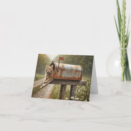 Ginger Cat in een brievenbus Kaart (Voorkant)