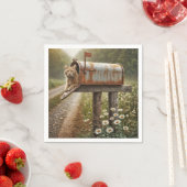 Ginger Cat in een brievenbus Servet (Insitu)