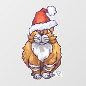 Ginger Cat in een kerstklare kerstklankkast voor k Raamsticker (Vel)