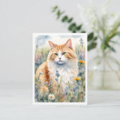 Ginger Cat in een Wildflower Meadow Briefkaart (Staand voorkant)