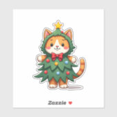 Ginger Cat Kerstboom Schattige Xmas 3 Sticker (Vel)