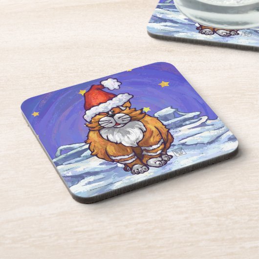 Ginger Cat Kerstmis Bier Onderzetter (Linkerzijde)