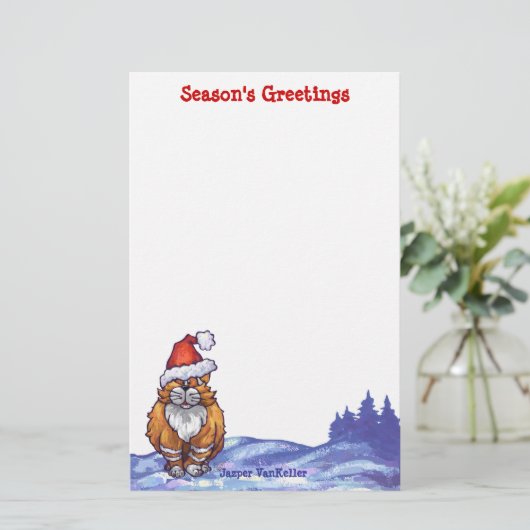 Ginger Cat Kerstmis Briefpapier (Staand voorkant)