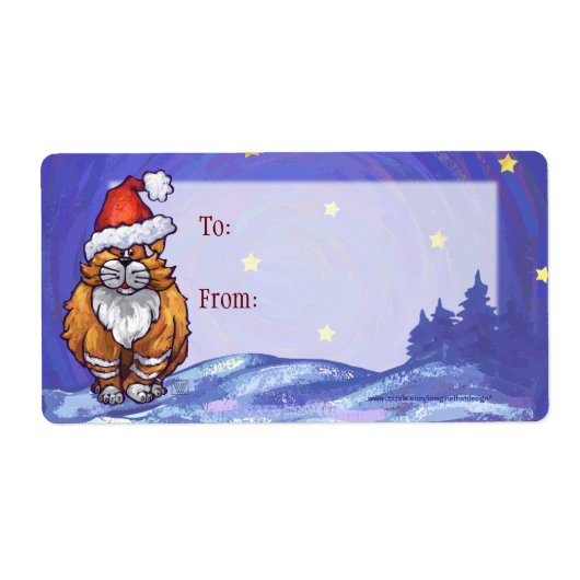 Ginger Cat Kerstmis Etiket (Voorkant)