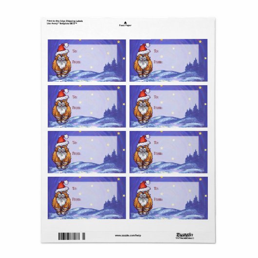 Ginger Cat Kerstmis Etiket (Full Sheet)