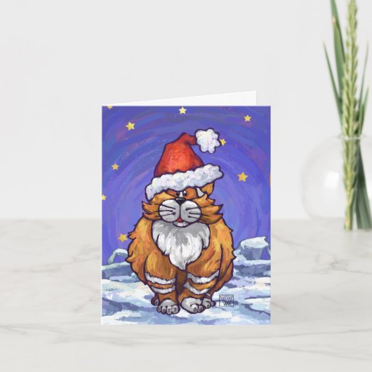 Ginger Cat Kerstmis Feestdagen Kaart (Voorkant)