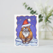 Ginger Cat Kerstmis Feestdagenkaart (Staand voorkant)