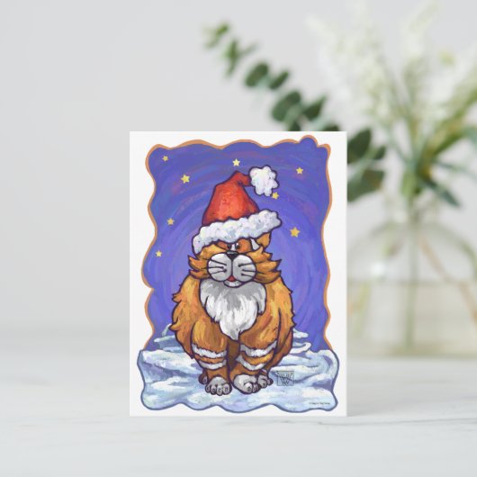 Ginger Cat Kerstmis Feestdagenkaart (Staand voorkant)